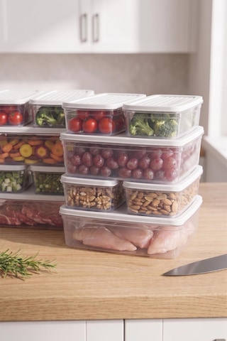 12'li Slim Buzdolabı Ve Kiler Düzenleyici Saklama Kabı Seti Beyaz
