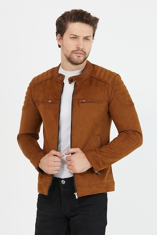 Erkek Taba Dar Kesim Süet Ceket Mont-Taba