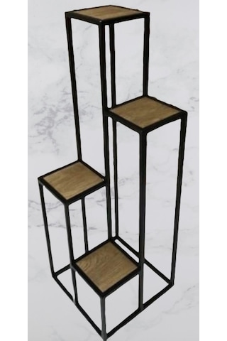 Bengimobilya Çiçeklik Zlf Dekoratif Kule Model Metal Transmisyon Çelik Siyah S
