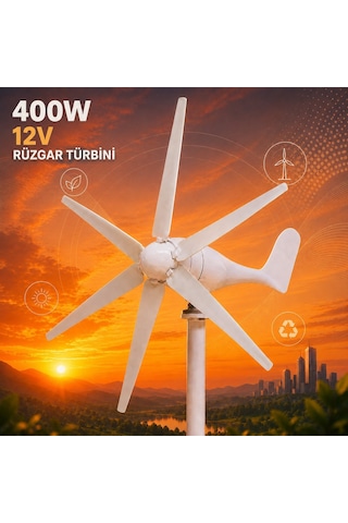 400w 12v Rüzgar Türbini + Şarz Kontrol Cihazı