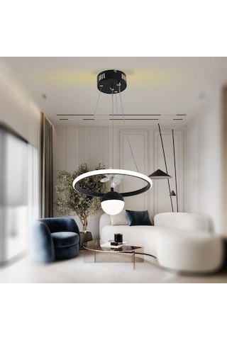 Tt037-yuv-sy Tt Ayd. Yuvarlak Mat Siyah Tek Toplu 3renk Led Avize Siyah