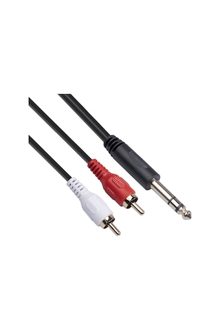 Cbtx Erkek Çift RCA Erkek Stereo Ses Adaptörü Kablosu 6.35MM 1.5 Metre