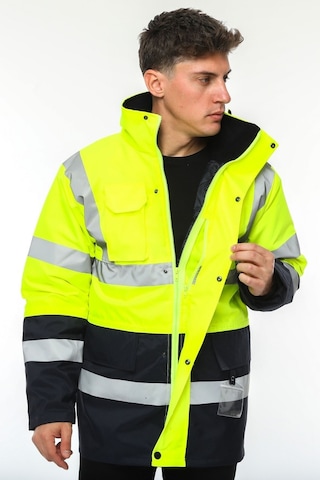 Uniprom İş Kabanı Parka Su Ve Rüzgar Geçirmez Rain Safety Model Membranlı Neon Sarı Erkek Neon Sarı