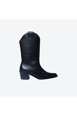 Negre Bot Kadın Ubeda Toni Pons Leather Cowboy Ankle Boots Wıth Heel Siyah