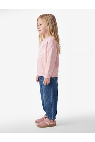 Koton Baskılı Uzun Kollu Bisiklet Yaka Şardonlu Sweatshirt Pembe 7wmg10102ak Gül