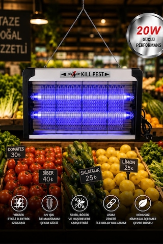 Glr Kf-6020 Sinek Öldürücü Lamba Uv Işıklı 20w Elektrikli Sivrisinek Tuzağı Işıklı Cihaz