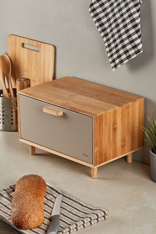 Eligio Bambu Ekmek Dolabı Gri