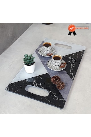 Decorita Cam Tepsi Hibrit Mermer Desen 29Cm X 52Cm