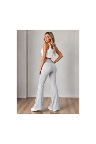 Unika Boutique Kadın Siyah Yüksek Bel Toparlayıcı İspanyol Paça Tayt Spor Tayt Pantolon Gri