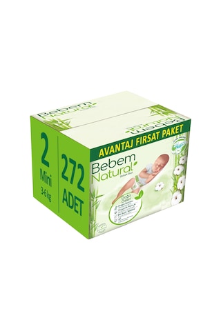 Bebem Bebek Bezi Natural Beden:2 3-6kg Mini Avantaj 272 Adet