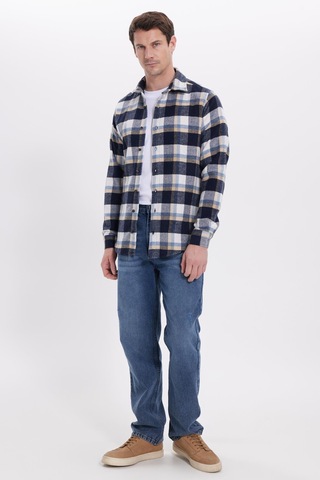 Tudors Erkek Slim Fit Dar Kesim Kareli Kışlık Oduncu Gömlek-42201 Lacivert