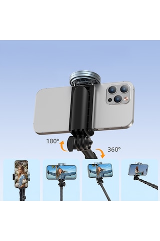 Jmary Kt-259 Tripod Ve Selfie Çubuğu 360 Derece Dönebilen Kablosuz Kumandalı Siyah
