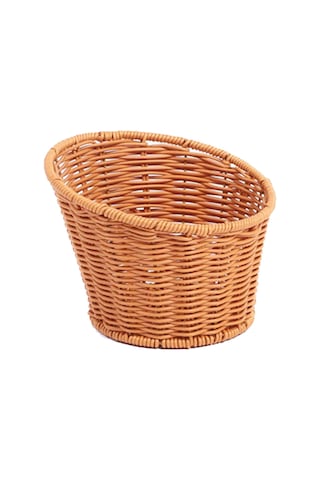 Homyl Dokuma Yuvarlak Sepet Atıştırmalıkları 16x12x9cm Kahverengi