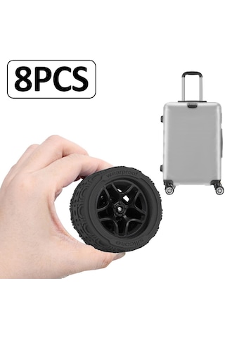 Homyl 8x Silikon Bagaj Tekerleği Çoğu Bavul Siyahı Siyah Siyah