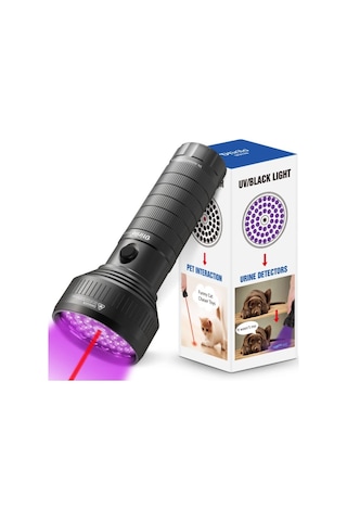 Otirilio 51 Led Uv Balıkçı Feneri Ve Lazer Pointer Mor Işık Siyah