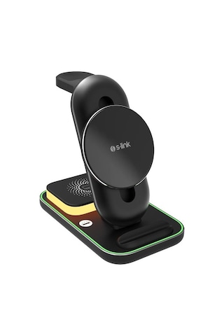 S-link Sw-cwf117 Siyah Ayarlanabilir Standlı 15w 3 İn 1 Magsafe Kablosuz Şarj Cihazıı