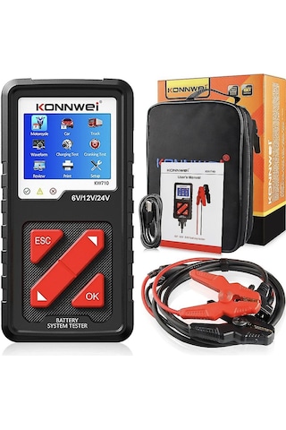 KONNWEI KW710 Akü Test Cihazı – 6V / 12V / 24V Profesyonel Akü ve Marş Sistemi Analizörü