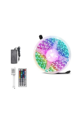 Mey İthalat 5050 Rgb Led Şerit 5 Metre Uzaktan Kumandalı Ortam Aydınlatma Led