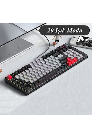 Rgb 96 Tuşlu Gaming Klavye 20 Işık Modu Ayarlanabilir Parlaklık Blue Switch Uzun Ömürlü