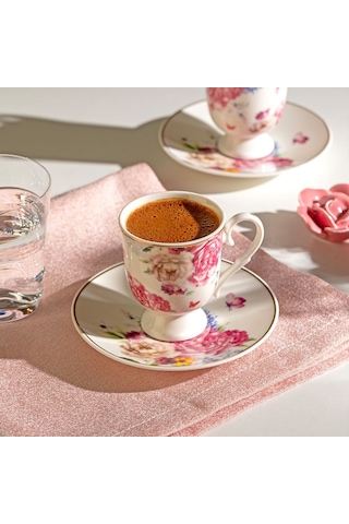 Nehir Öykü 6 Kişilik 12 Parça Porselen Kahve Fincan Takımı