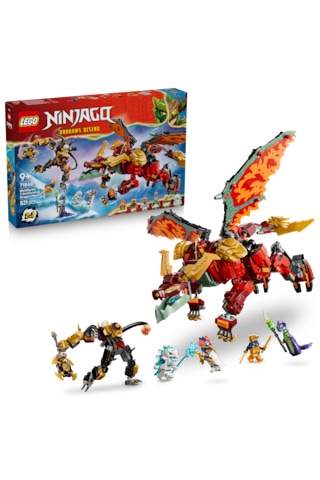 LEGO® NINJAGO® Wyldfyre'ın Dönüşen Ejderha Robotu 71868 - 9 Yaş Üzeri Çocuklar için Ejderha Figürü Oyuncak Yapım Seti (821 Parça)