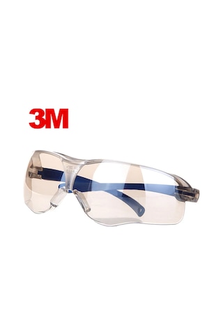 Hombey 3m 10436 Polikarbonat Güneş Gözlüğü - Darbeye Dayanıklı, Kırılmaya Dayanıklı Lens - Uv Koruma, Rüzgar Ve Toz Engeli - Mavi Ayaklı, Şeffaf Lens