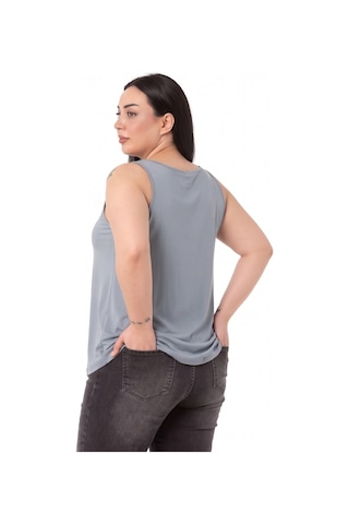 Disentis Modest Büyük Beden V Yaka Kloş Kesim Açık Gri Bluz