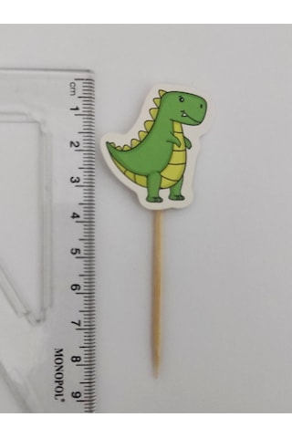 30 Adet Dekoratif Karton Dinozor Şeklinde Pasta Kürdanı 6,5 Cm