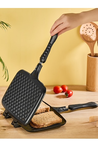 Tostum Döküm Granit Ocak Üstü Tost Makinesi Siyah