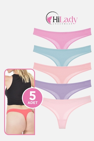 Hilady Kadın Tanga,düşük Bel Tanga String, 5'li Paket, Pamuklu Yumuşak Kumaş Pamuklu Tanga Açık Pembe