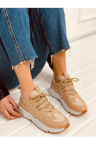 Erva'nın Butiği Nude Deri Travis Kadın Sneakers-2725