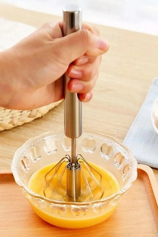 Pratik Paslanmaz Çelik Basmalı Otomatik Çırpıcı Metal Çırpıcı 1 Adet Uzunluk 30cm Renkli