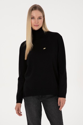 U.S. Polo Assn. Kadın Siyah Basic Boğazlı Kazak 50307742-VR046