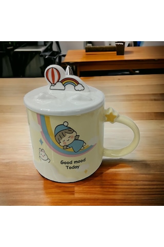 Gökkuşağı Modelli Kupa Bardak Sarı Kupa Bardak