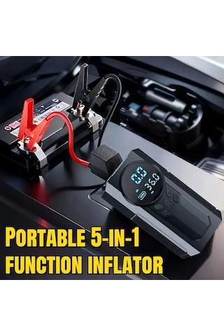 4 Ü 1 Arada Lastik Şişirici Akü Takviyesi Powerbank Led Işı