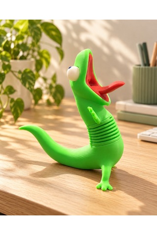 Yaylı Çılgın Kertenkele Figürü 10 Cm, Pla 3d Baskı