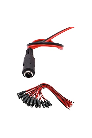 2.1 Dişi Led Birleştirme Kablosu 15cm Adaptör Jack Fişi Ve Kamera Kablosu 5 Adet