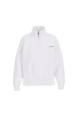 Guess Kadın Yarım Fermuarlı Dik Yaka Sweatshirt - Beyaz Beyaz