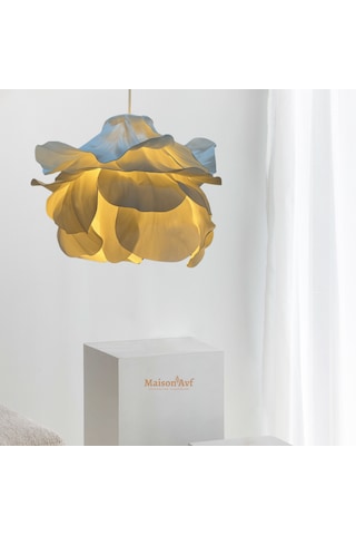 Modern Eva Anemon Beyaz Tasarım Sarkıt Avize 45 Cm Beyaz