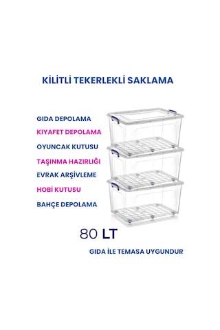 80 Litre Saklama Kutusu Depolama Düzenleme Beyaz