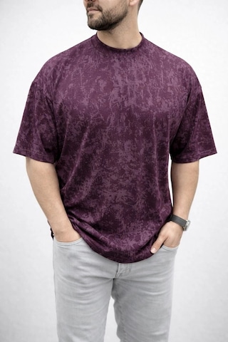 Erkek Premium Tişört Osy Yumuşak Dokulu Yıkamalı Oversize T-shirt - Bordo Çok Renkli