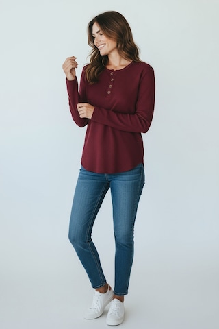 Kadın Yaka Düme Detaylı Mevsimlik Bluz Bordo