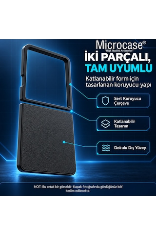 Microcase Samsung Galaxy Uyumlu Z Flip 8 İçin Deri Desenli Plastik Koruma Kılıf Taba - Al3156