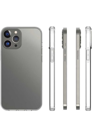 Apple Uyumlu iPhone 13 Pro Max Uyumlu Tchs Süper Silikon Kılıf-renksiz Renksiz -
