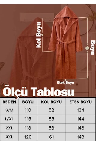 Kapüşonlu Bornoz Doğa Kiremit 3xl Kiremit