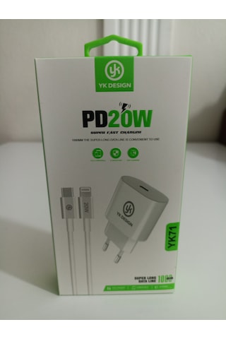Yk Design Yk71 Pd20w Süper Hızlı Şarj Seti Adaptör Kablo Set Halinde