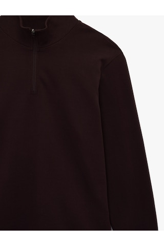 Koton Pamuklu Uzun Kollu Oversize Dik Yaka Yarım Fermuarlı Sweatshirt Bordo Şarap 6sam70009nk Bordo - Şarap