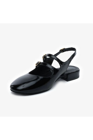 Greyder 59267 Siyah Kırışık Rugan Hakiki Deri Kadın Babet-879 Siyah-rugan Siyah