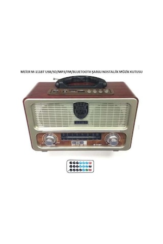 Meier 111BT Şarjlı Bluetootlu-Kumandalı USB/SD Nostaljik Radyo
