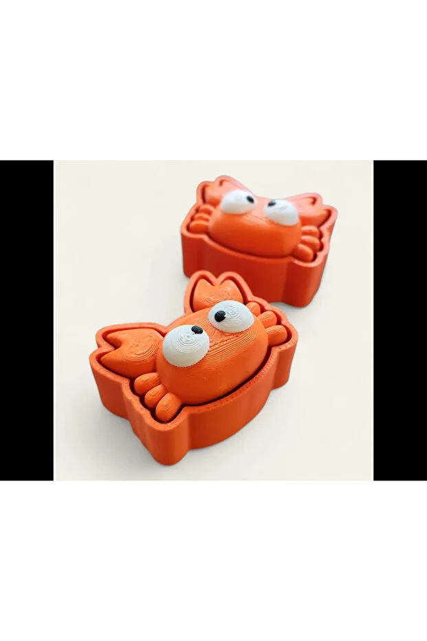 Sevimli Yengeç Tıklamalı Fidget Toy Anahtarlık - Eğlenceli Çanta Aksesuarı Turuncu